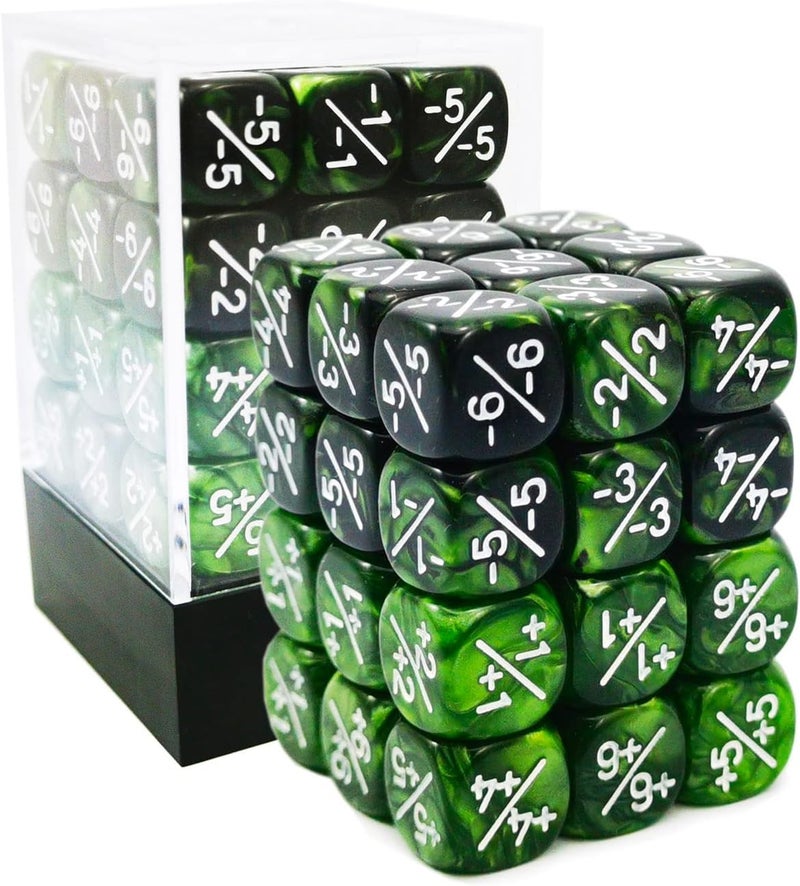 Bescon 36pcs 12mm Marble Green & Gemini Green Dice Counters Set, Small Token Dice Compatible with MTG, CCG, Card Games - Image 1